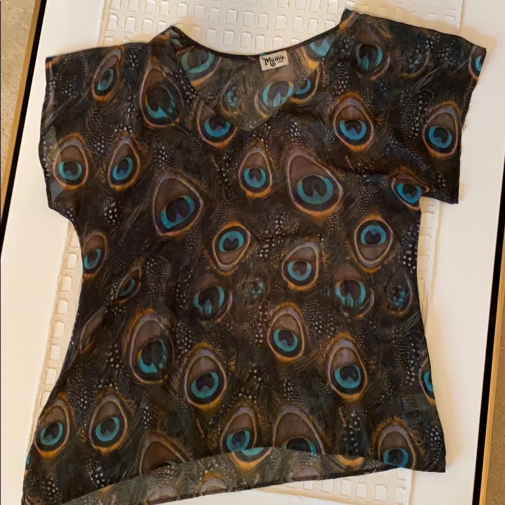 Show me your mumu peacock sheer shirt